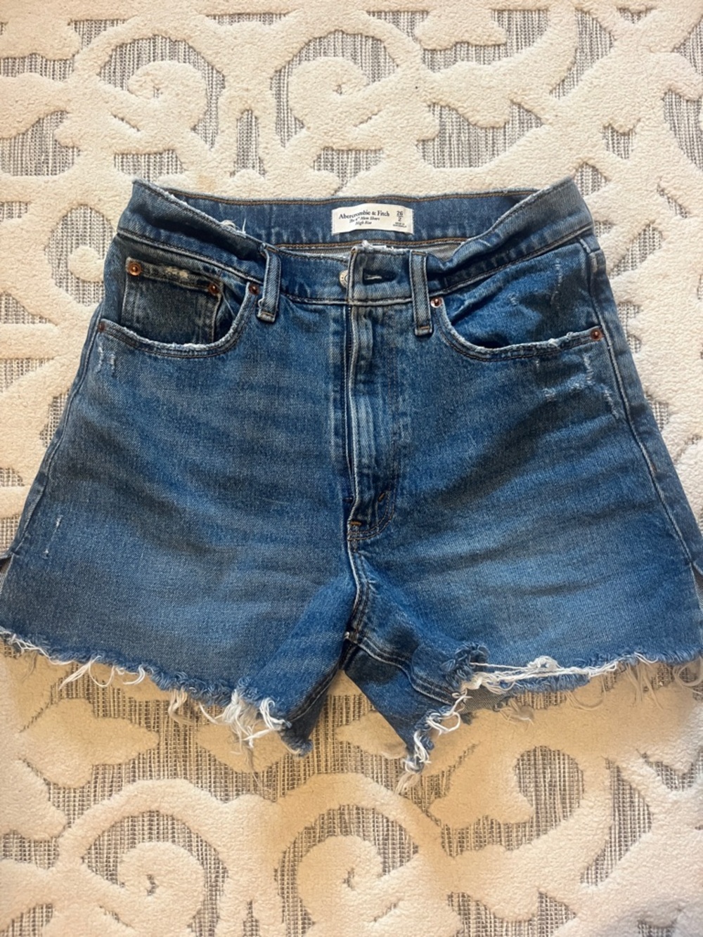 Abercrombie & Fitch Distressed Dark Blue Denim Cutoff Shorts